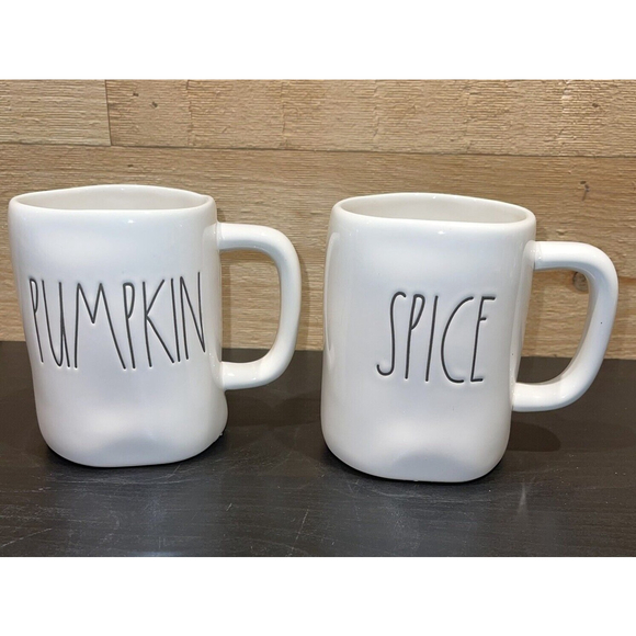 Rae Dunn Other - Rae Dunn By Magenta “PUMPKIN & SPICE” White Coffee Tea Cup Mug Set of 2 NWOT